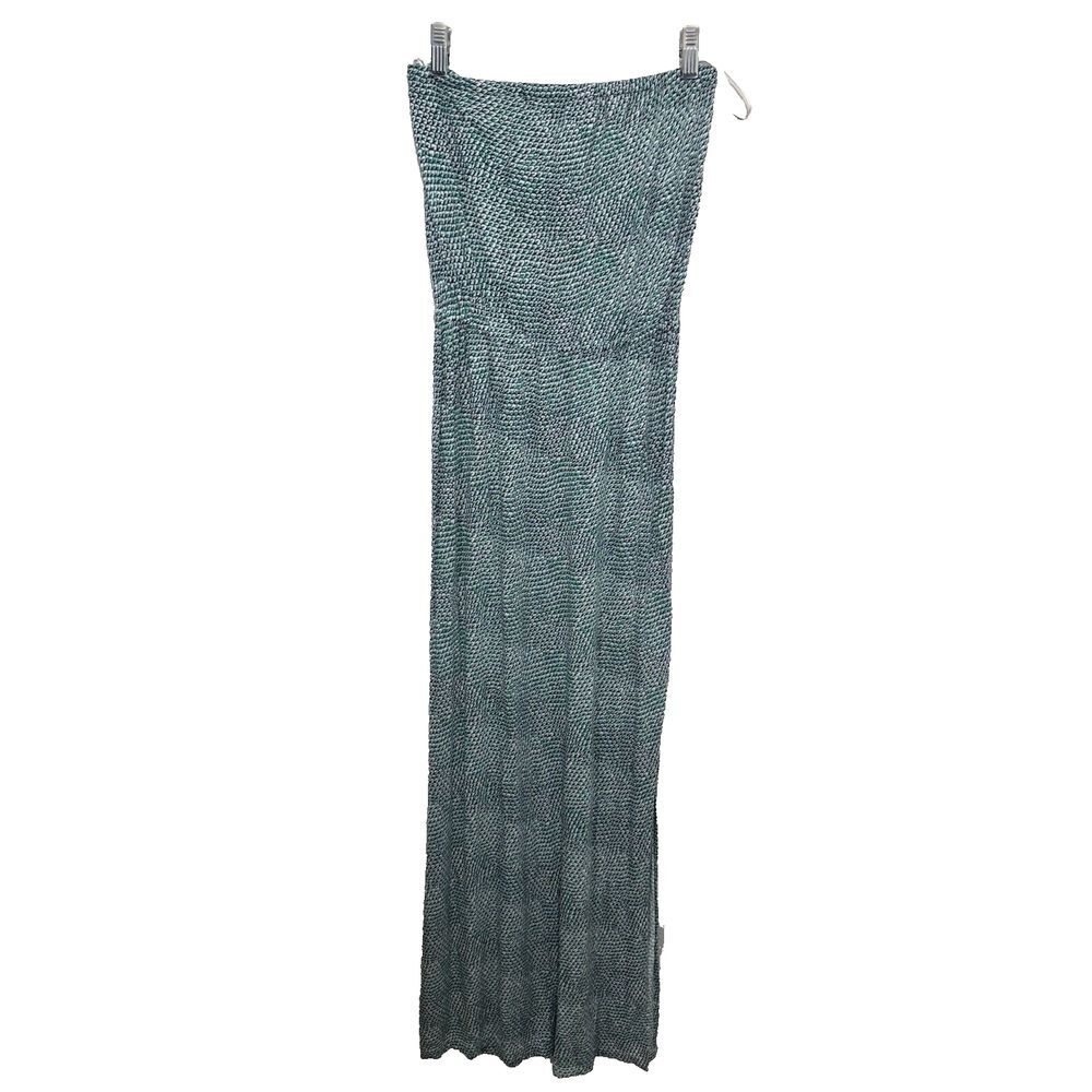 Joie Womens XXS Green Blue Geometric Scale Print Strapless Rayon Maxi Dress